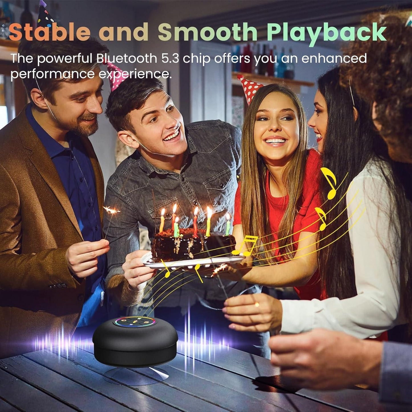 AquaBeats™ – LED Bluetooth Shower Speaker|Large Suction Cup Waterproof Bluetooth Speaker